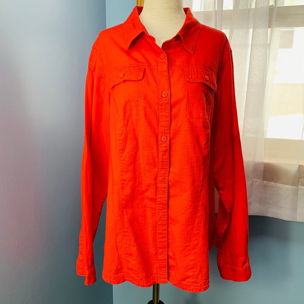 Columbia Orange Button Down Shirt Size XL